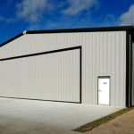 Steel airplane hangar building