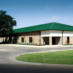 Steel school building with green roof