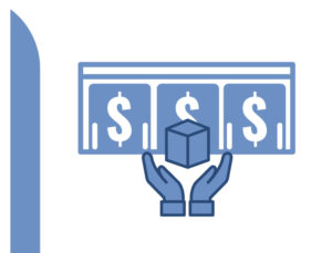Iconic drawing of self storage units with dollar signs.