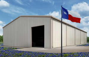 Steel Buildings in Texas with state flag