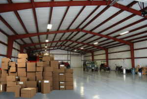 Photo of the interior of a spacious RHINO metal storage building.