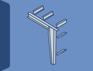 Graphic showing framing pieces for a prefab metal building.