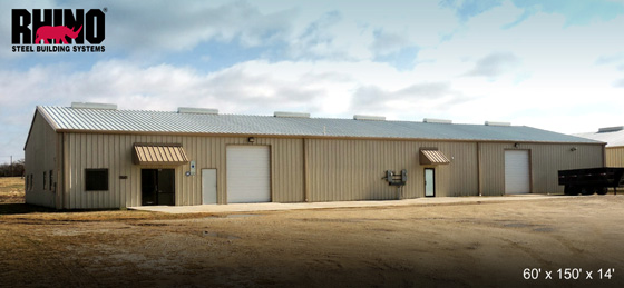 A 60-foot by 150-foot by 14-foot remodeled metal building in Texas