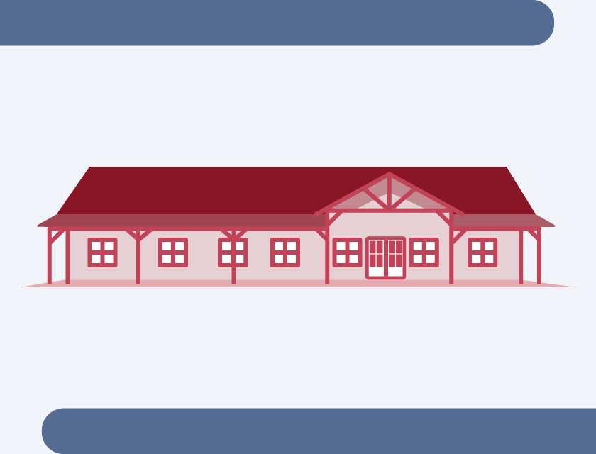 Drawing of a barndominium made from prefabricated steel metal framing.