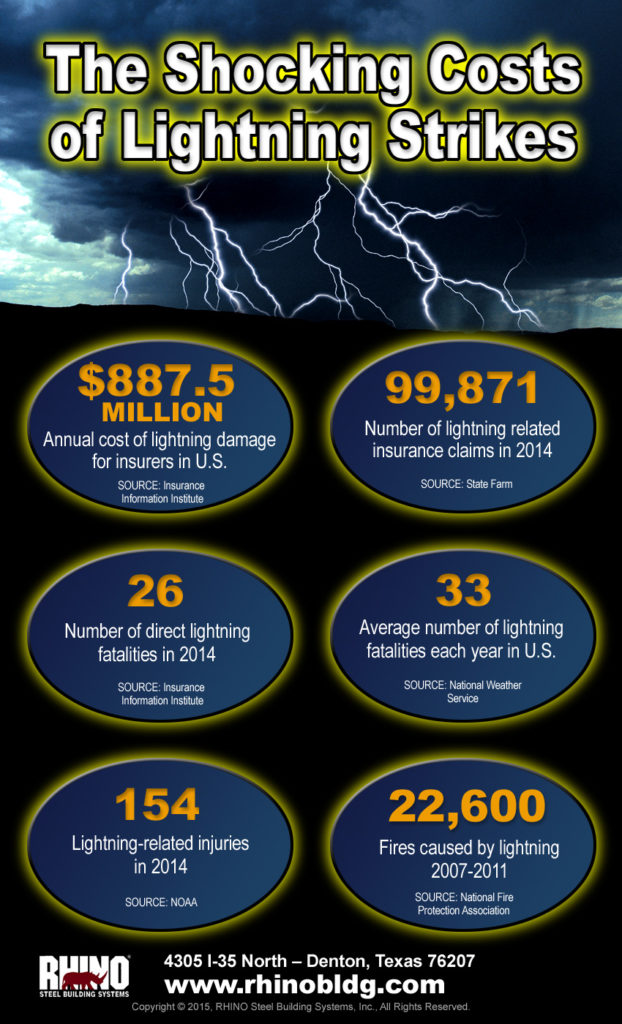 Lightning streaks from an ominous clouds in this amazing infographic about the deadly costs of lightning