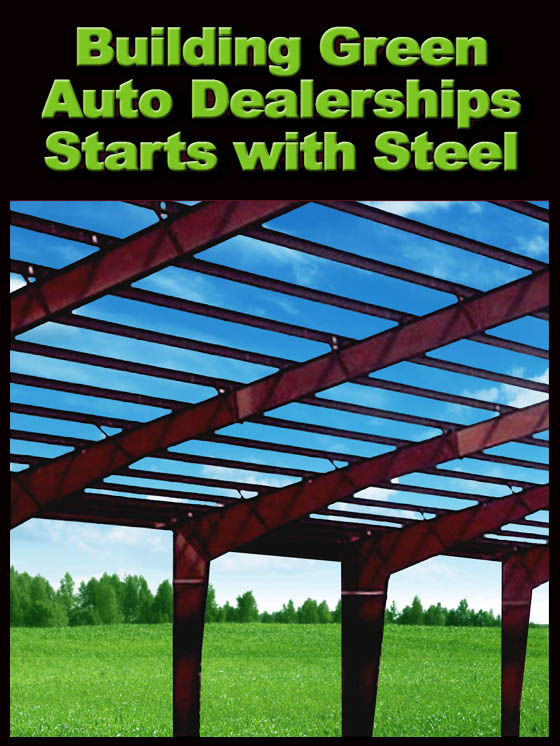 Illustration depicts red-iron steel framing under construction