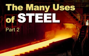 Molten steel being poured and cooled in a steel factory