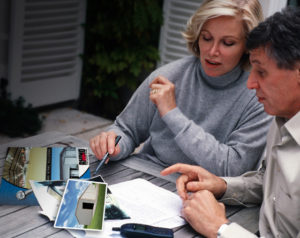 Photo of a couple researching RHINO metal buildings.