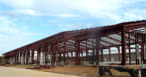 Photo of a RHINO custom steel building under construction.