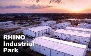 Overhead photo of an industrial park built with RHINO steel buildings.