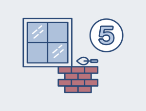 Window and brick wall with trowel illustration