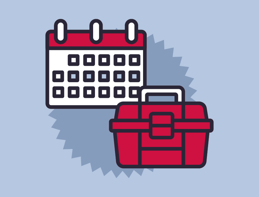 Calendar and tool box icons