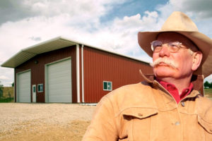 Snazzy red and white example of RHINO metal barns in Texas.