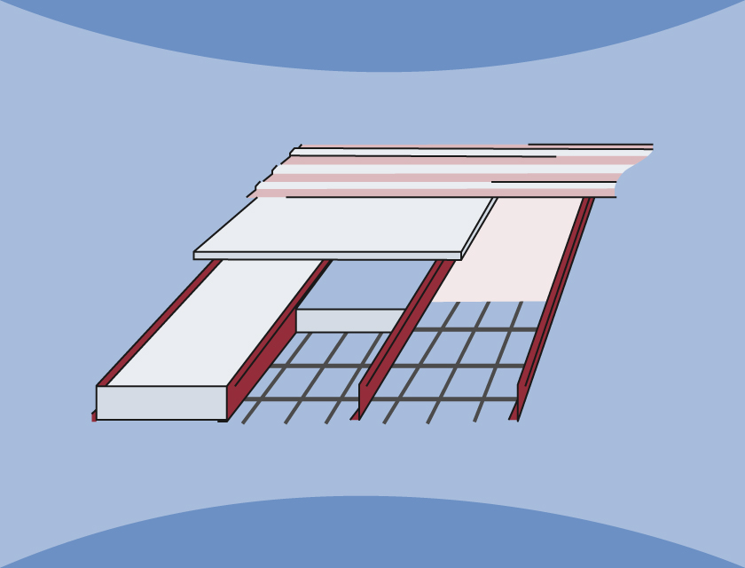 Depiction of steel building insulation layered within walls.