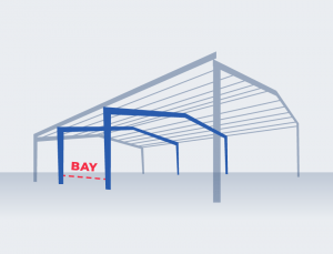 Illustration of a steel metal building bay.