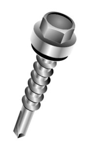 Illustration of the RHINO self-drilling screw with insulating washer.