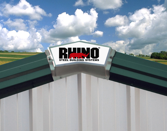 Rhino logo on a steel building